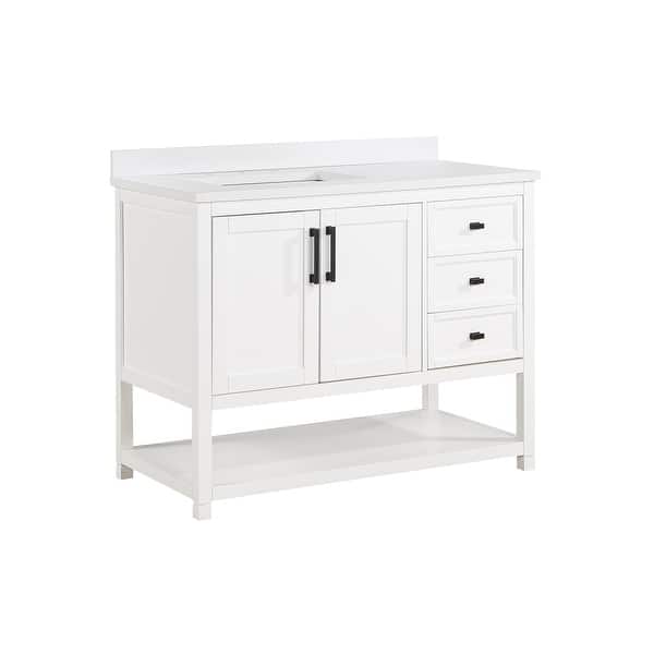 Salerno 42 inch wood single sink White vanity with Countertop, sink ...