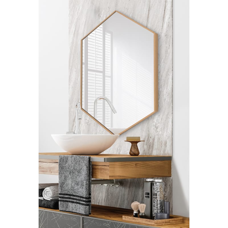 Kate and Laurel Rhodes Framed Mid-century Hexagonal Wall Mirror