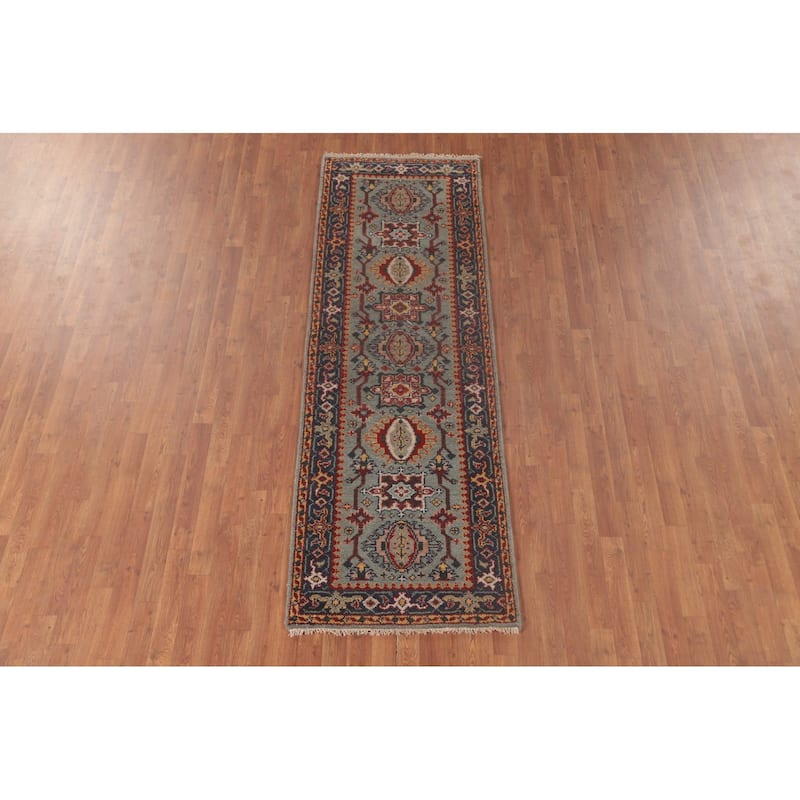 Kazak Oriental Runner Rug Handmade Wool Carpet - 2'8"x 8'1"