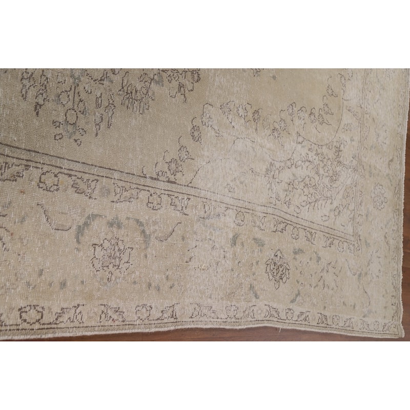 Hand Knotted Oriental 100% Wool Carpet Traditional Floral Beige & Ivories Tabriz Area Rug - 12' 5'' X 8' 10''
