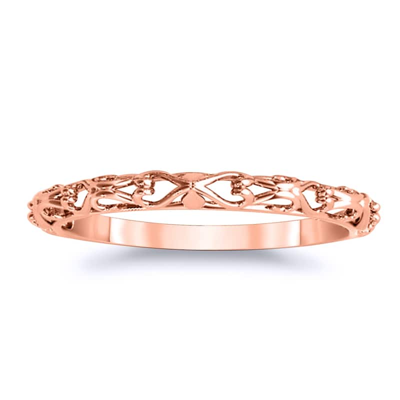 Auriya Vintage 14k Gold Stackable Wedding Band