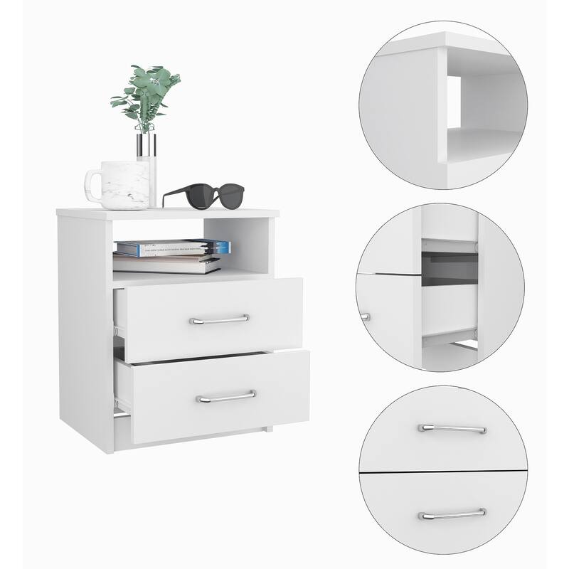 Rectangle Nightstand with 2-Drawer 1-Shelf
