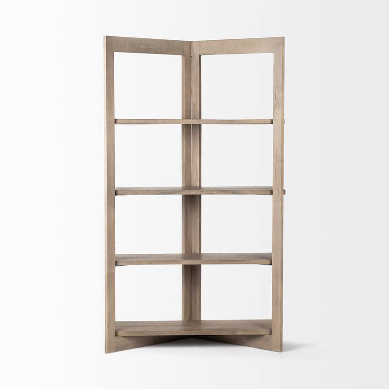 HomeRoots Light Brown Wood Shelving Unit With 4 Shelves
