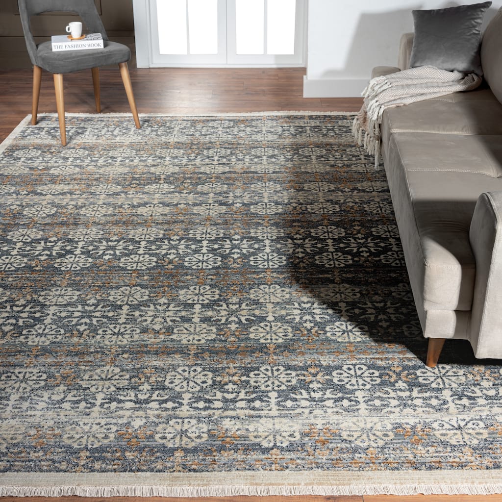 Aurora Transitional Bordered Performance Area Rug