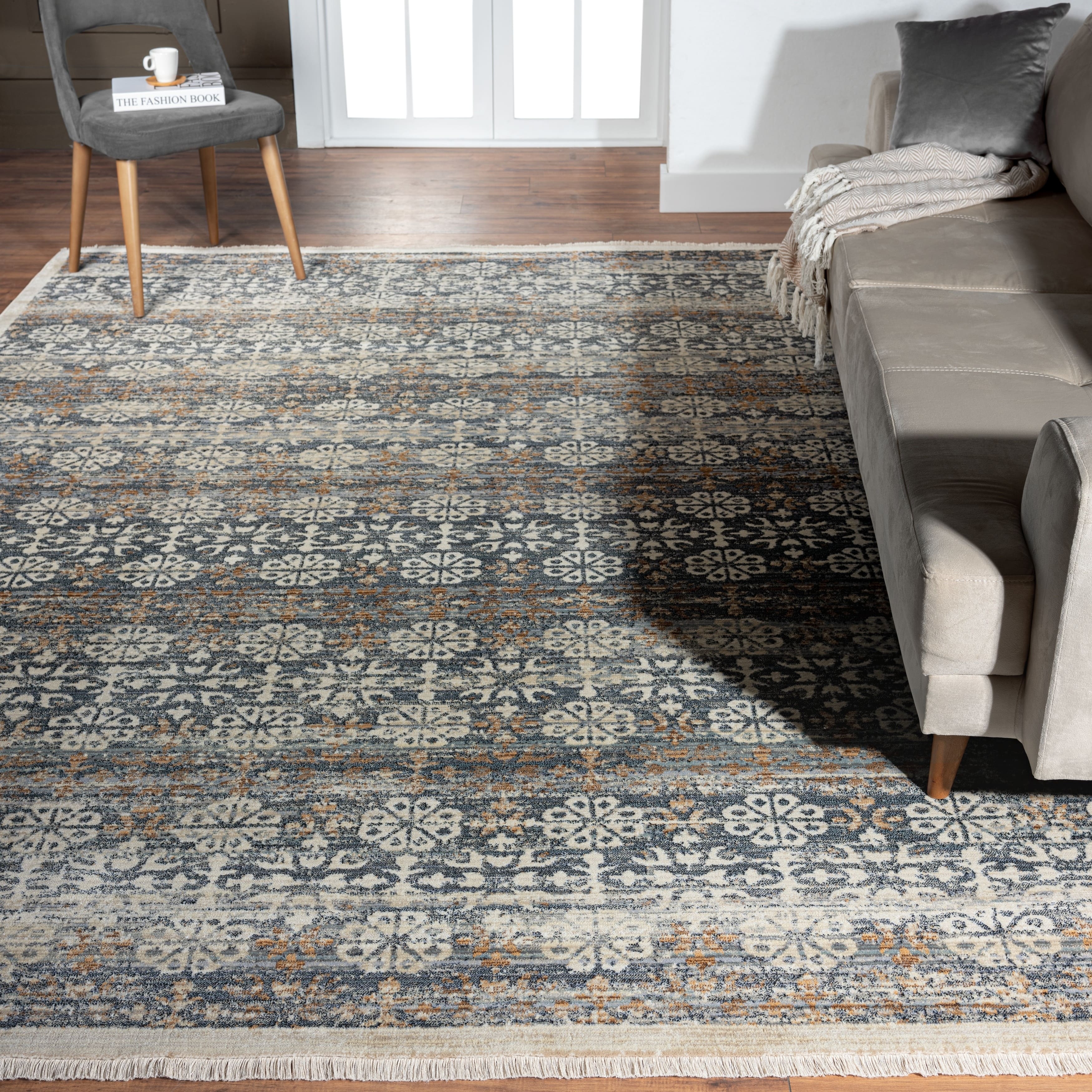 KALATY Aurora Transitional Bordered Performance Area Rug
