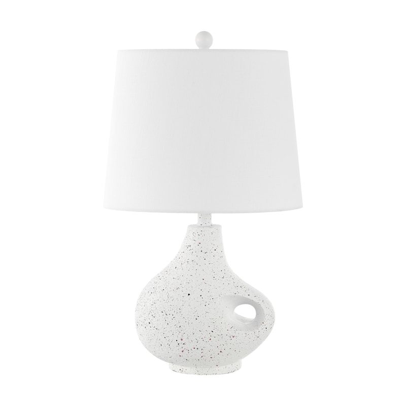 Dylan 24" Minimalist Designer Iron/Resin Oval Shade LED Table Lamp, White Terrazzo by JONATHAN Y