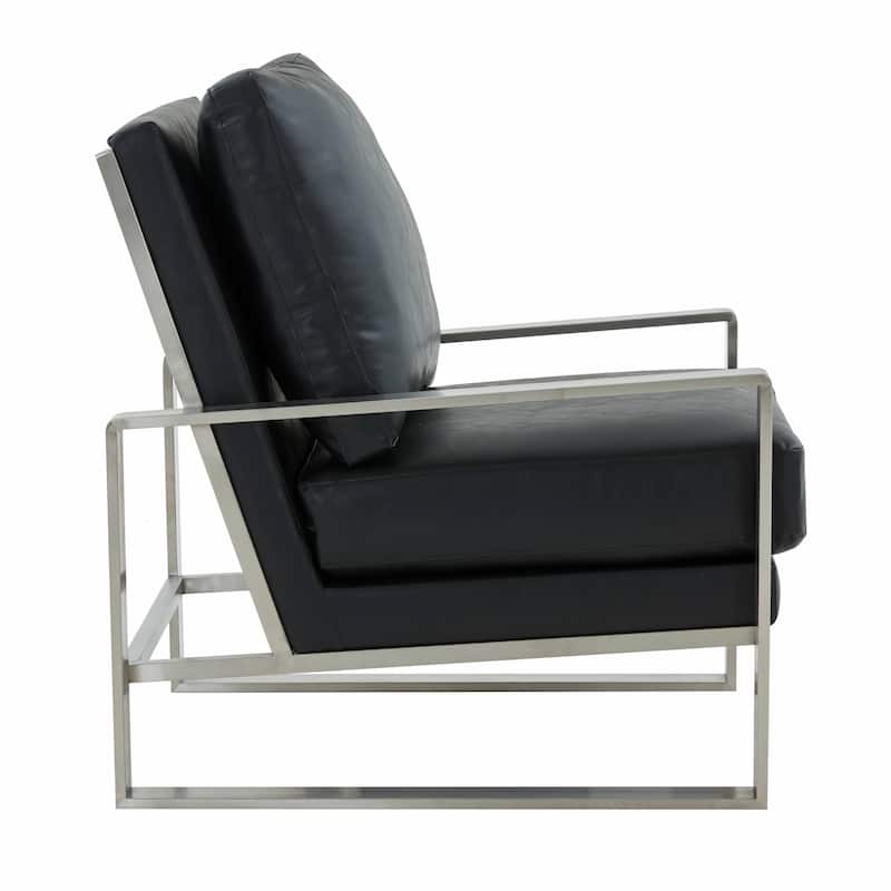 Jefferson Modern Velvet Accent Chair with Brushed Silver Frame, Plush Cushions, and Scratch-Resistant for Home or Office - 29.2