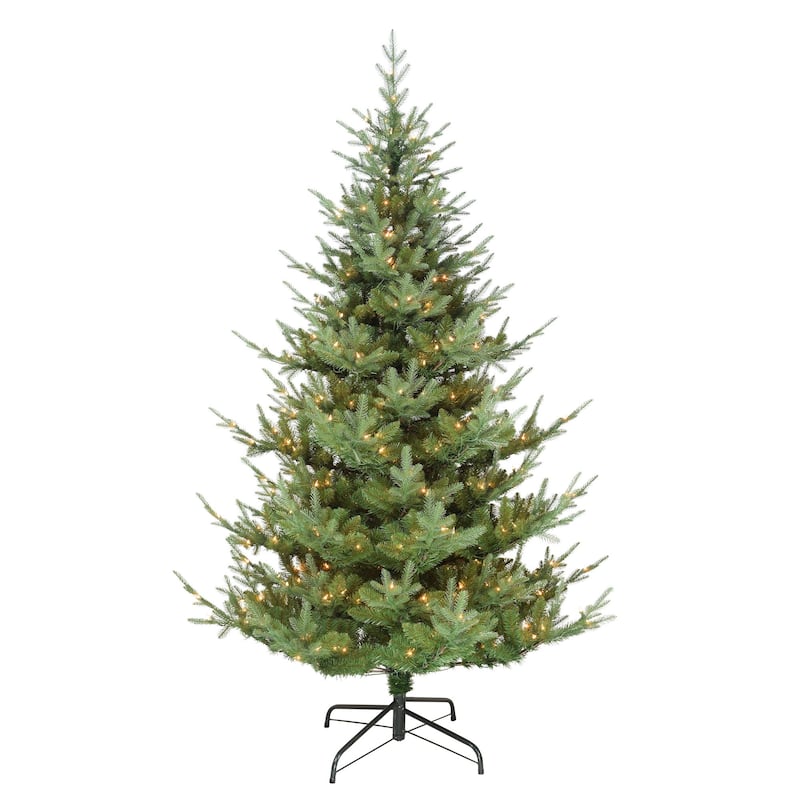 Pre-lit Medium Hillside Spruce Artificial Christmas Tree - 7.5’ - Clear Lights - 7.5 Foot