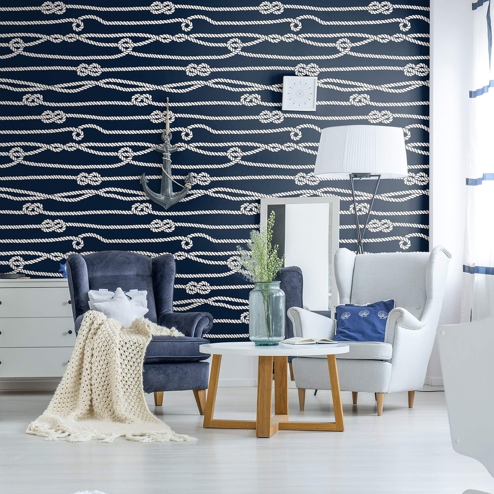 Blue and White Coral Peel and Stick Wallpaper  Nautical  Etsy New Zealand