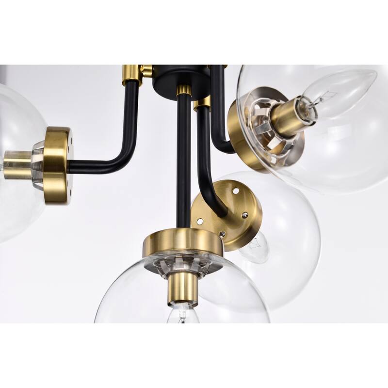 Brigita 47 Inch Modern-Contemporary Style Ceiling Lighted Chendelier Matte Black and Silver Polish 4-Light - N/A