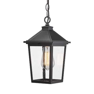 Outdoor Pendant Lights, Hanging Porch Light, Black - 8.3" L x 8.3" W x 14'' H