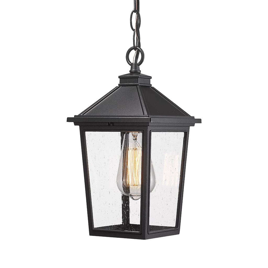 Outdoor Pendant Lights, Hanging Porch Light, Black - 8.3" L x 8.3" W x 14'' H