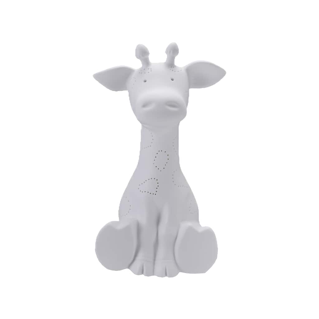 Stoneware Giraffe Shaped Lamp with Inline Switch, Bisque White - 7.1"L x 5.8"W x 11.8"H