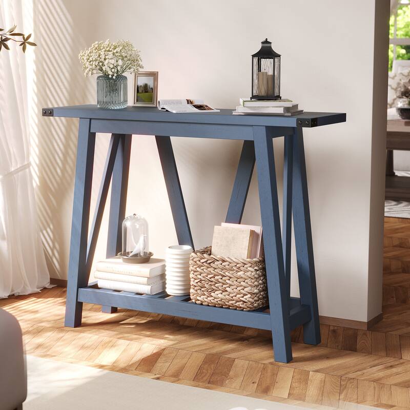Console Table with Storage Shelf Entry Table for Living Room Hallway - 41.34 in L * 11.42 in W * 31.5 in H - Blue