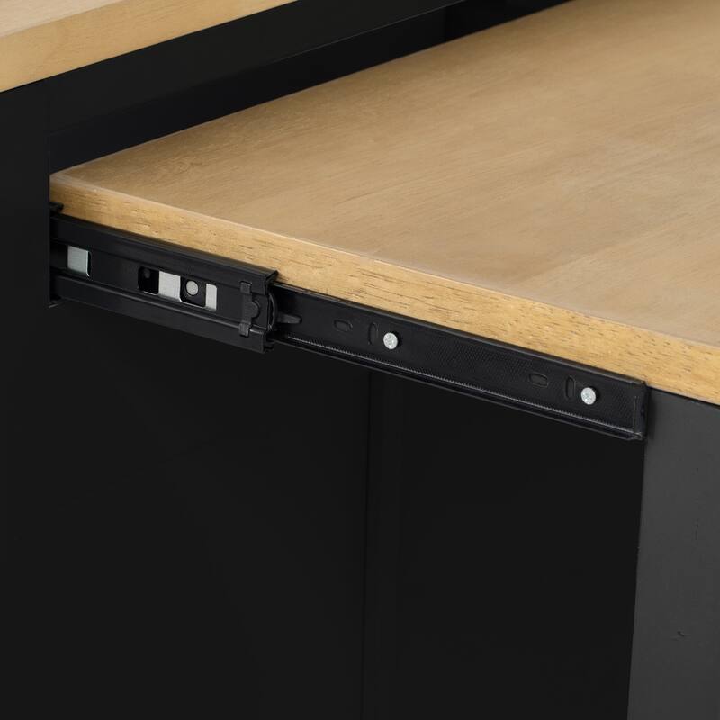 Kitchen Island with Storage Rack, 2 Drawers and 2 Cabinet