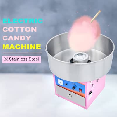 CO-Z Commercial Cotton Candy Machine, Pink Electric Candy Floss Maker, 20.5" Bowl