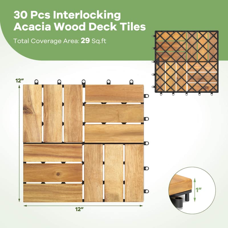 Costway 30 PCS Interlocking Flooring Tiles Floor Decking for Patio - See Details