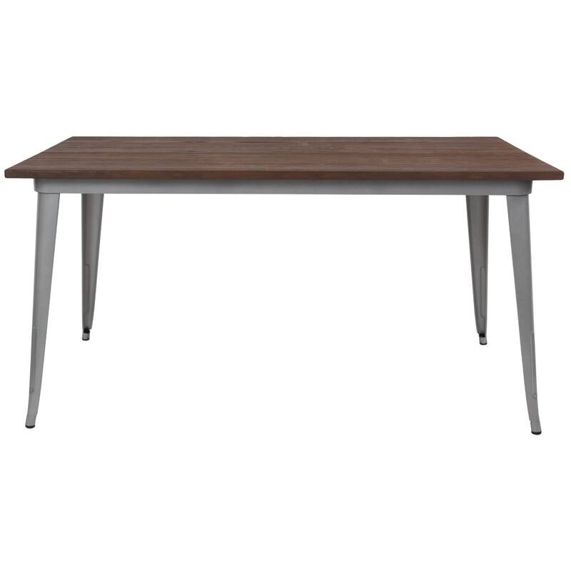 30.25" x 60" Rectangular Metal Indoor Table with Rustic Wood Top - 30.25"W x 60"D x 30.5"H