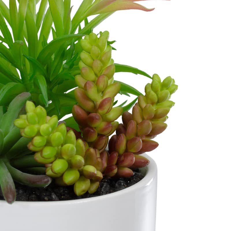 9" Artificial Succulent Arrangement in White Ceramic Pot