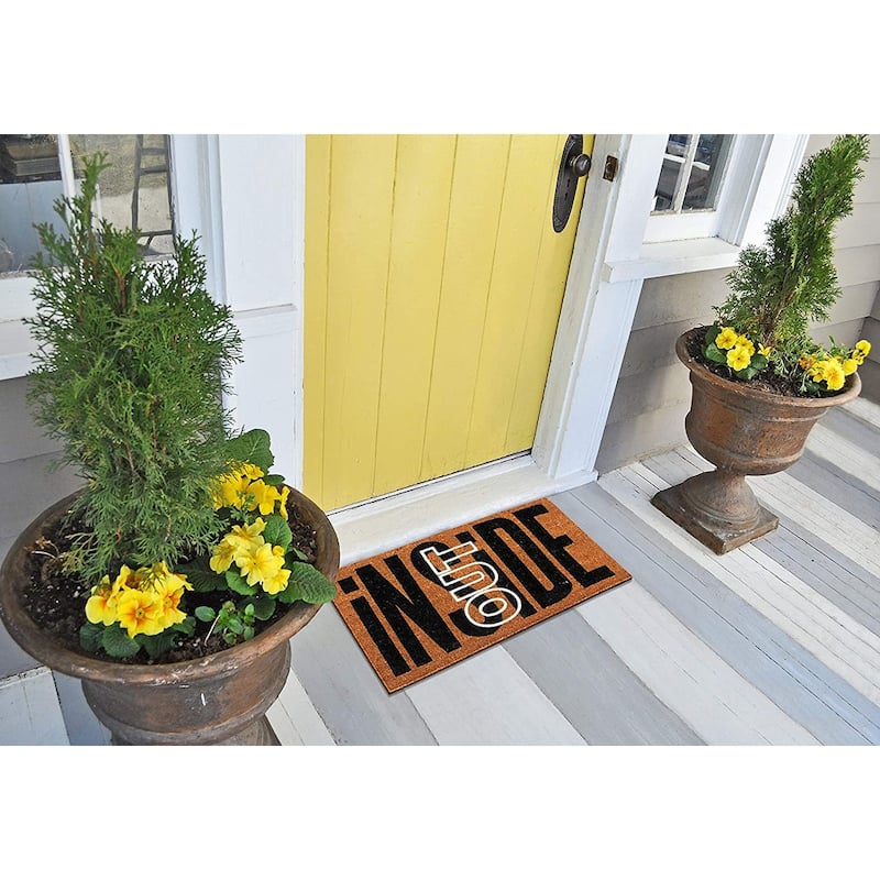 A1HC Natural Coir Doormat with Classic Design PVC Backing,0.75 Inch Pile Height, Natural Color, Front Outdoor Double Doormat