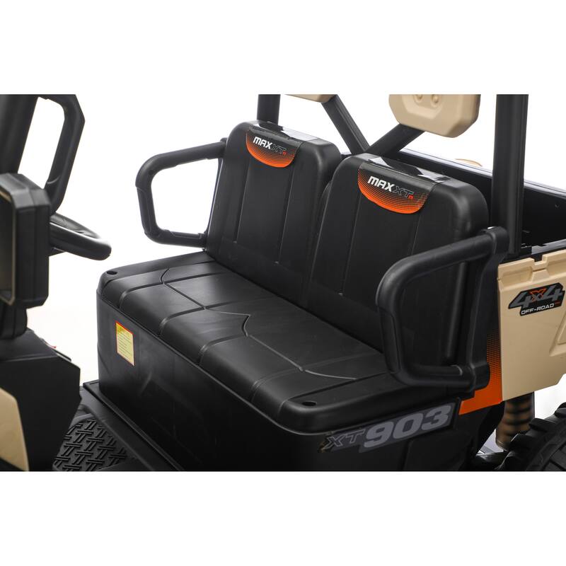 24V 2-Seater Kids Electric Golf Cart for Ages 3+, Beige with Remote Control & Sun Shade - Black