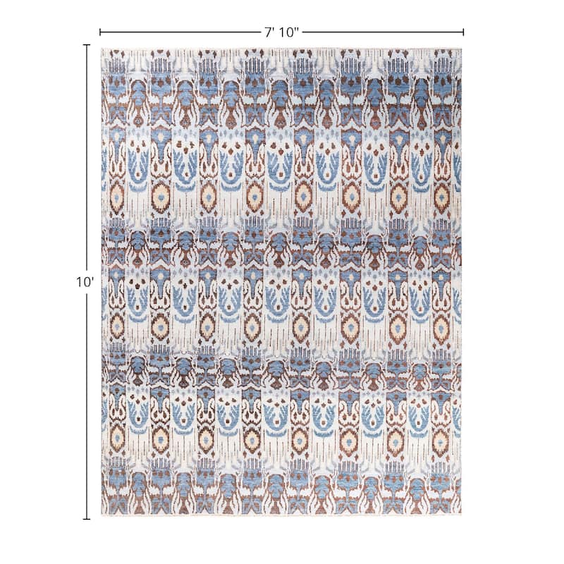 Ikat One-of-a-Kind Handmade Area Rug - Beige, 7' 10" x 10' 0" - 7' 10" x 10' 0"
