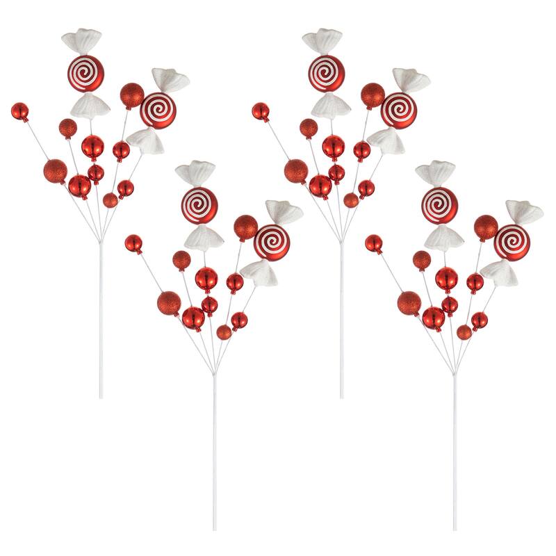 Glitzhome Set of 4 24"H Candy Picks Shatterproof Ornaments Christmas Tree Topper