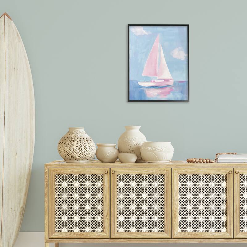 Stupell Muted Pink Sailboat Framed Giclee Art Design By Arlington Prints