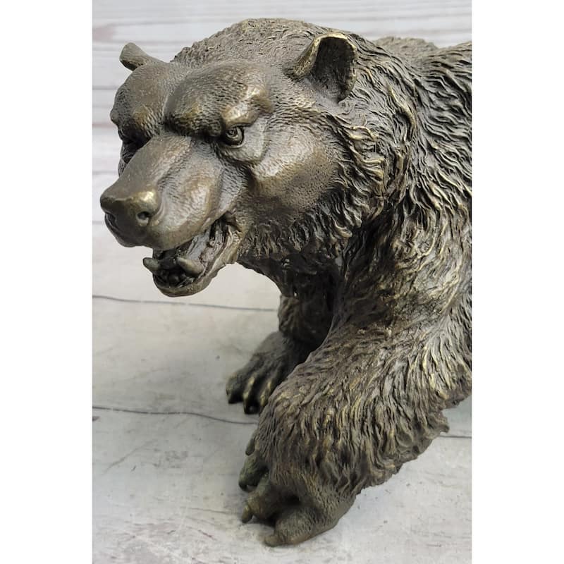 Bronze Metal Bear Figurine Sculpture Statue Handmade Art Figure