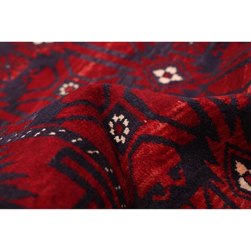 ECARPETGALLERY Hand-knotted Baluch Red Wool Rug - 3'7 x 6'8
