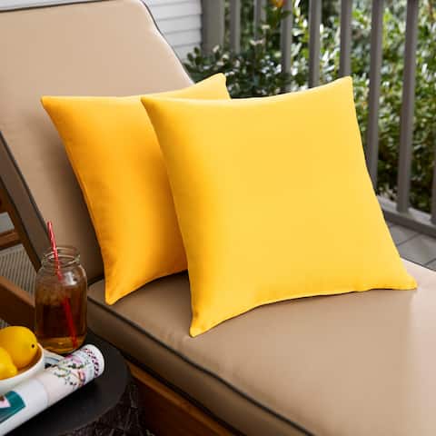 Sunflower Yellow 20-inch Knife-edged Outdoor Pillows with Sunbrella Fabric (Set of 2)