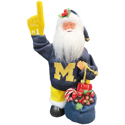 NCAA 12" Michigan Animaated/Musical Santa