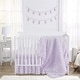 preview thumbnail 1 of 4, Purple Floral Rose Girl 4pc Nursery Crib Bedding Set - Solid Lavender Flower Luxurious Elegant Princess Vintage Boho Shabby Chic