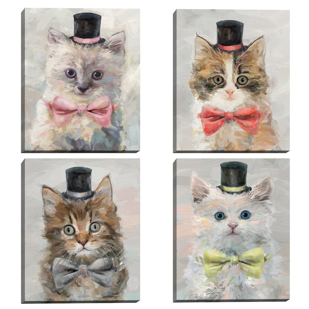 Top Hat Cats I-IV Canvas Art Prints