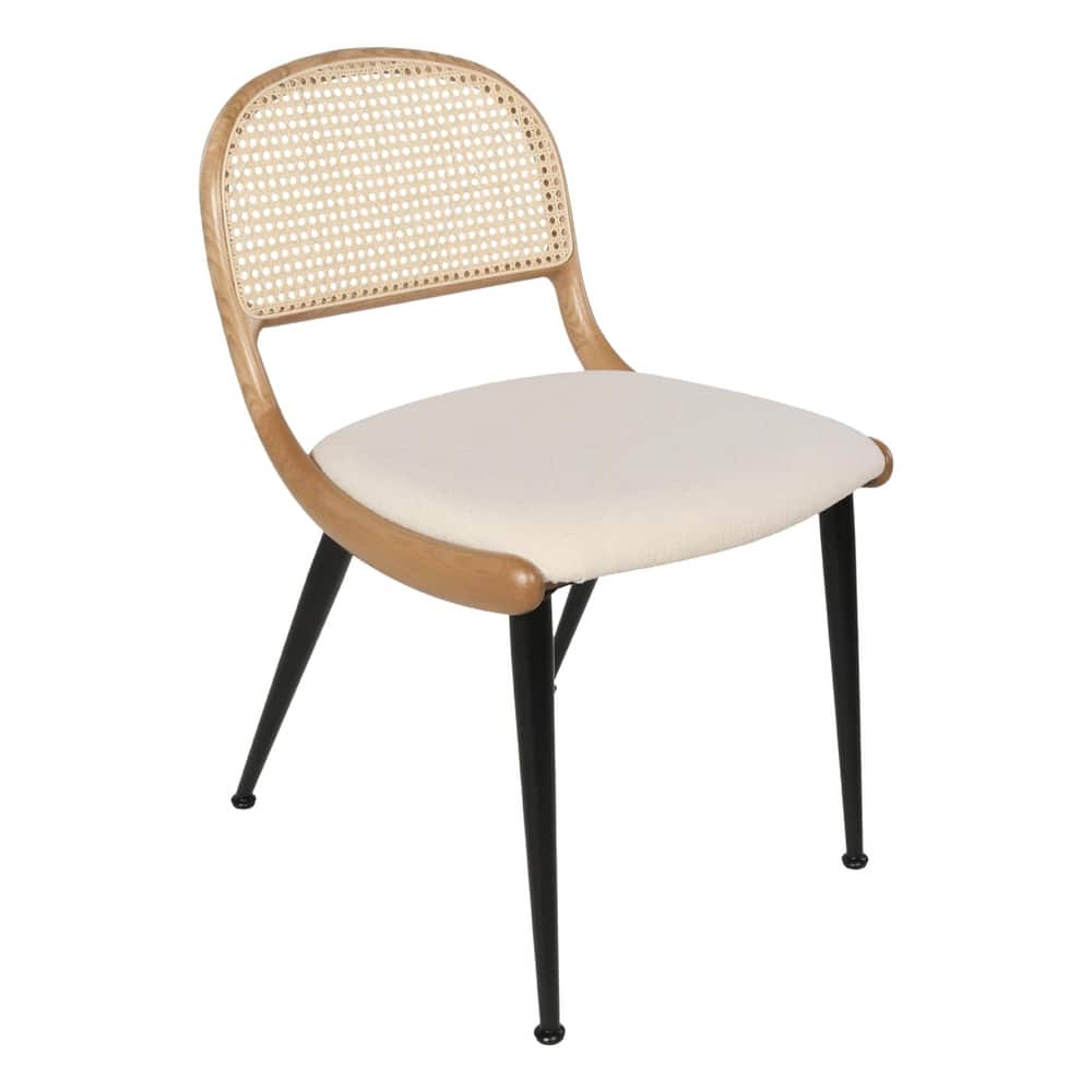 Breuer Chair Company Giola Dining Side Chair w/ Padded Seat Ash Wood Cane Back & Steel Legs (Variations; Made in Italy)