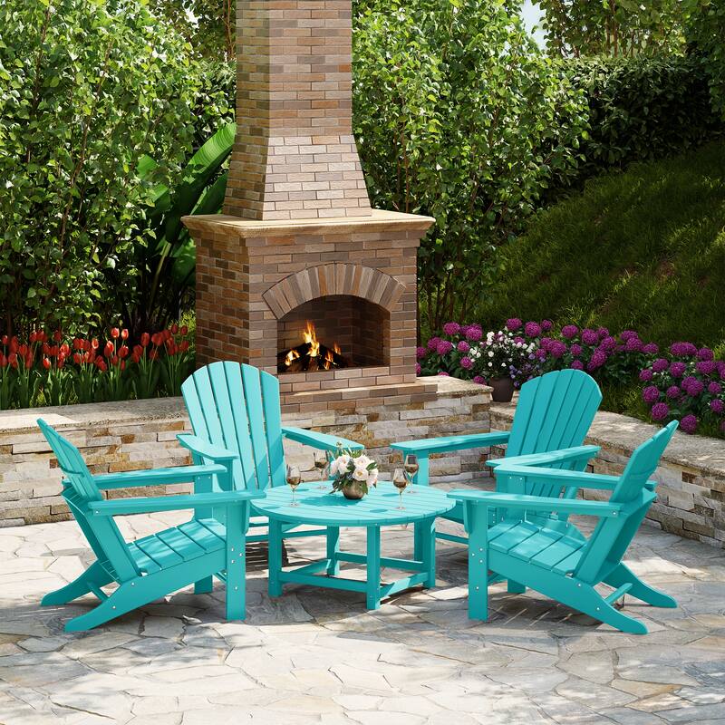 Altura Outdoor 5-Piece Adirondack Chair & Round Coffee Table Conversation Set