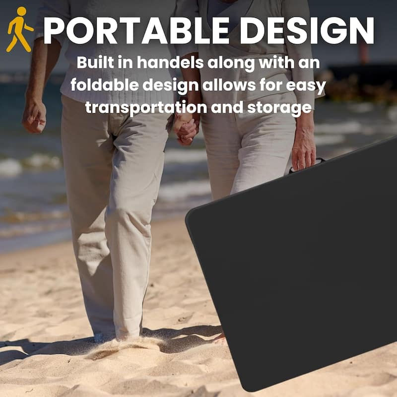 Utility Table 6 Feet 72" x 29.5" Half Folding Lightweight Portable Carrying Handle, Indoor Outdoor Camping,One,Black