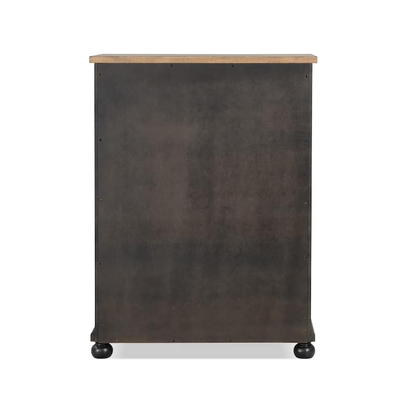 Furniture of America Lucan Farmhouse Black Solid Wood 5-Drawer Storage Chest