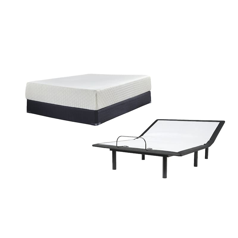 Signature Design by Ashley Chime 12 Inch Memory Foam Black/White 2-Piece Mattress Package - King