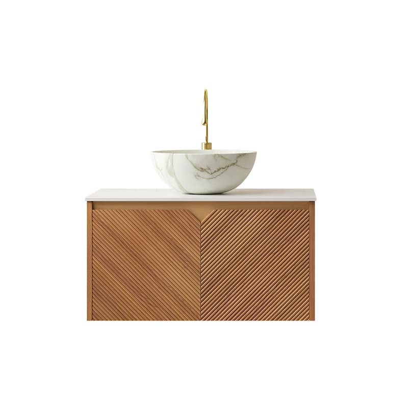 Wall-mounted Bathroom Vanity with Bowl Vessel Basin