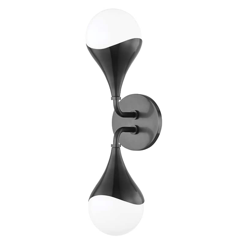 Mitzi by Hudson Valley Ariana LED Bath Bracket with Opal Glossy Glass - 2 Lights - Old Bronze