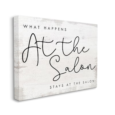 Stupell What Happens at the Salon Phrase Beauty Sentiments Canvas Wall Art