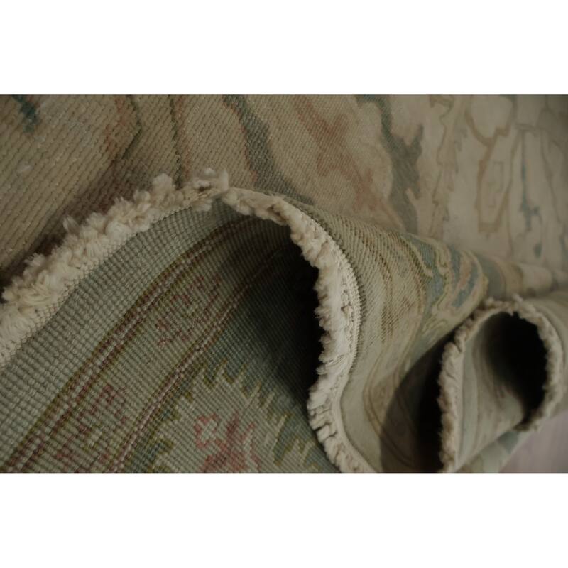 Hand Knotted Oriental 100% Wool Carpet Transitional All-Over Beige & Ivories Oushak Area Rug - 9' 0'' X 8' 0''