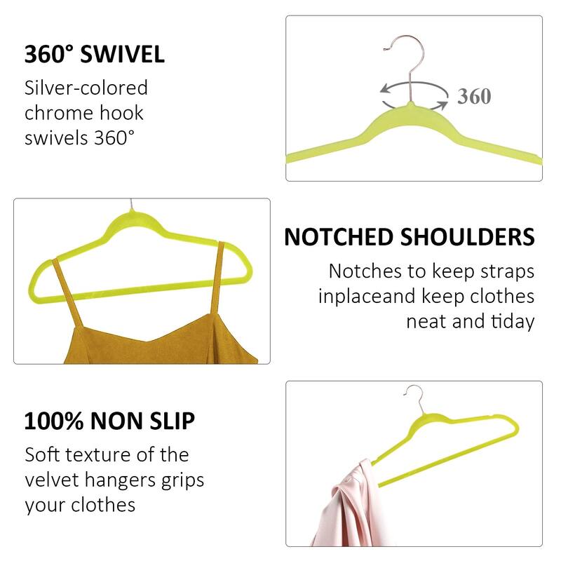 100 Pack Hanger Sets Heavy Duty Velvet Hangers Non Slip &Ultra Thin, Six Colors Option Clothes Hangers