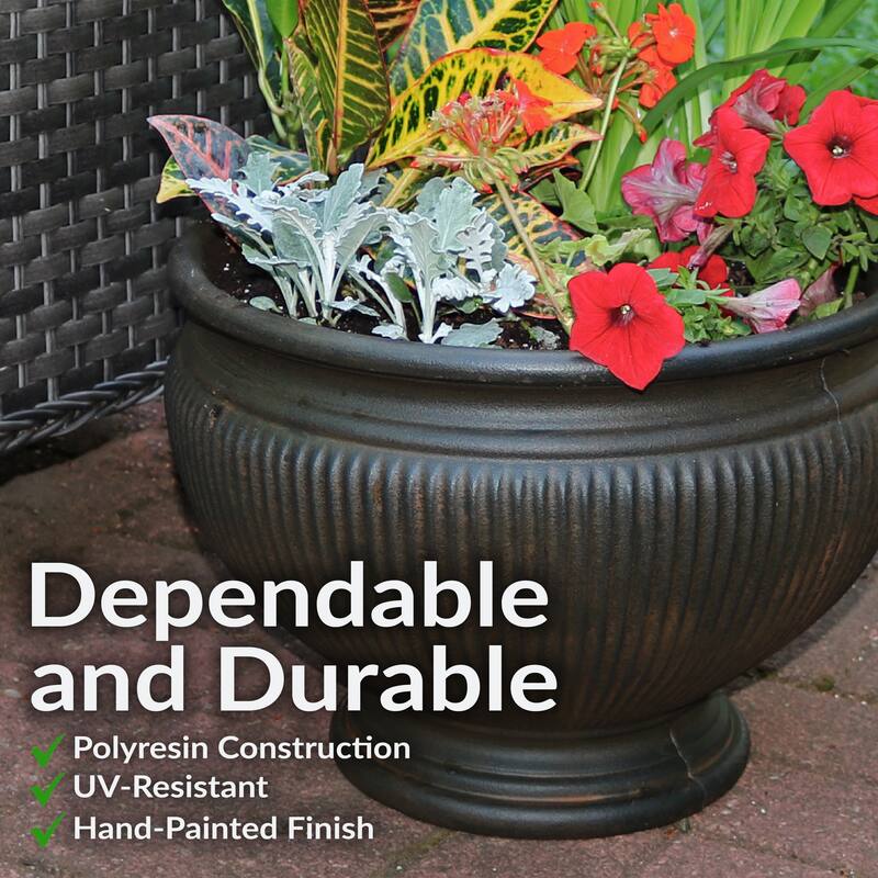 Sunnydaze Elizabeth Outdoor Double-Walled Flower Pot Planter - Rust - 16" - 4-PK - Set of 4