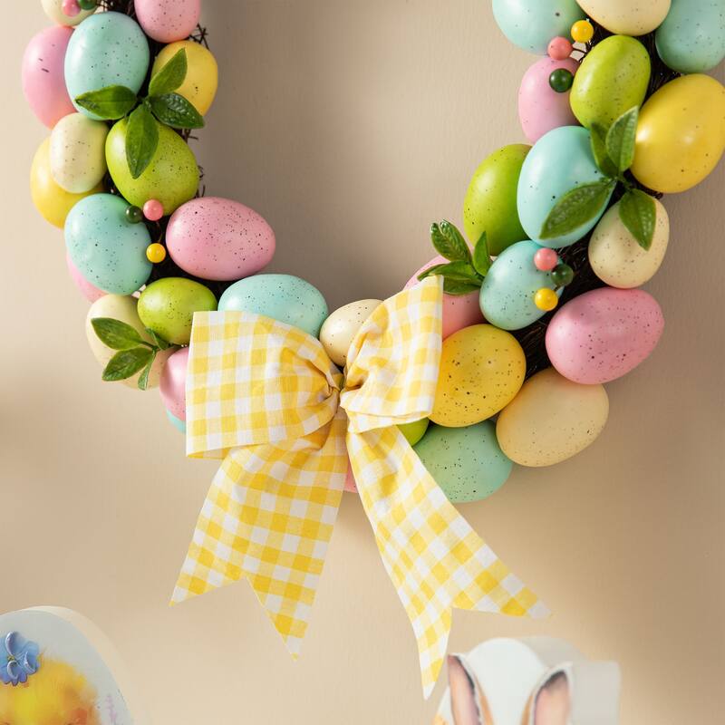 Glitzhome 18"D Easter Purple Hue Eggs Wreath for Front Door Wall Decor