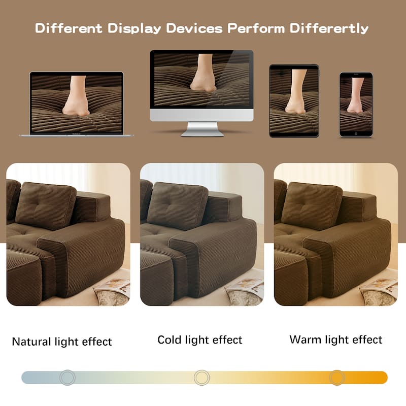 Modern U-Shaped Corduroy Sectional Sofa Couch with Removable Ottoman