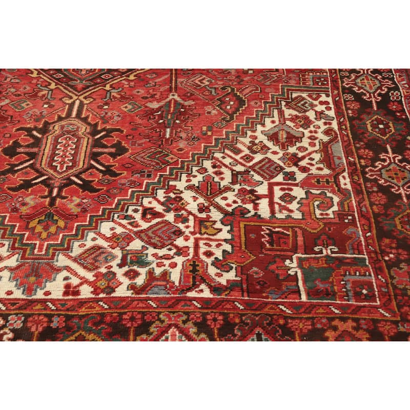 Hand Knotted Oriental 100% Wool Carpet Traditional Medallion Red Heriz Area Rug - 11' 5'' X 8' 7''