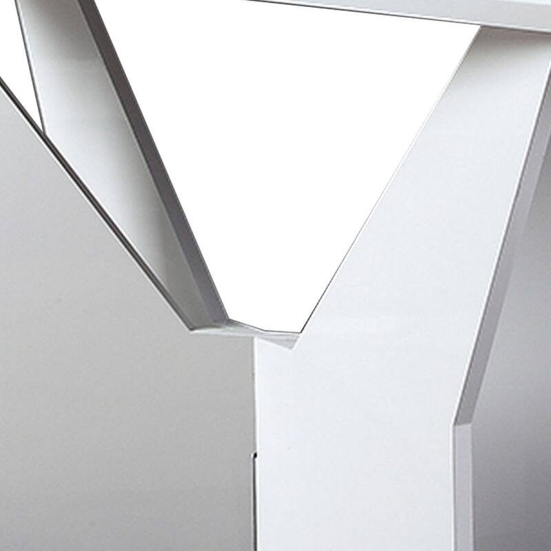 Pera 47 Inch Sofa Console Table, Glass Insert Surface, Geometric, White