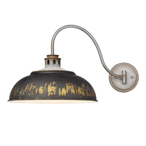 slide 2 of 13, Golden Lighting Kinsley 1-light Swing Arm Wall Lamp in Antique Black Iron shade